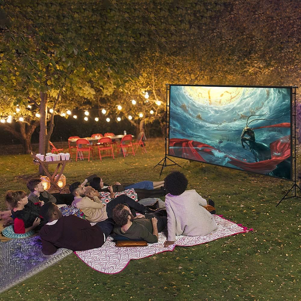 120 inch Portable Projector Screen with Stand and Carrying Bag I2474