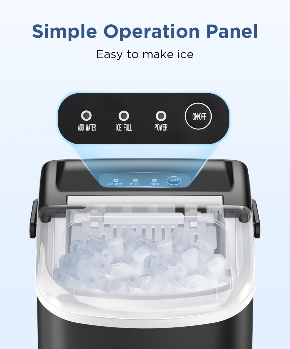 Countertop Ice Maker with Self-Cleaning, 26.5lbs/24Hrs, 9 Bullet Ice Cubes in 6 Mins, Ice Basket and Scoop I8964