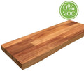 Acacia Butcher Block Countertop Floating Wall Shelf in Golden Teak Stain with Live Edge N4231