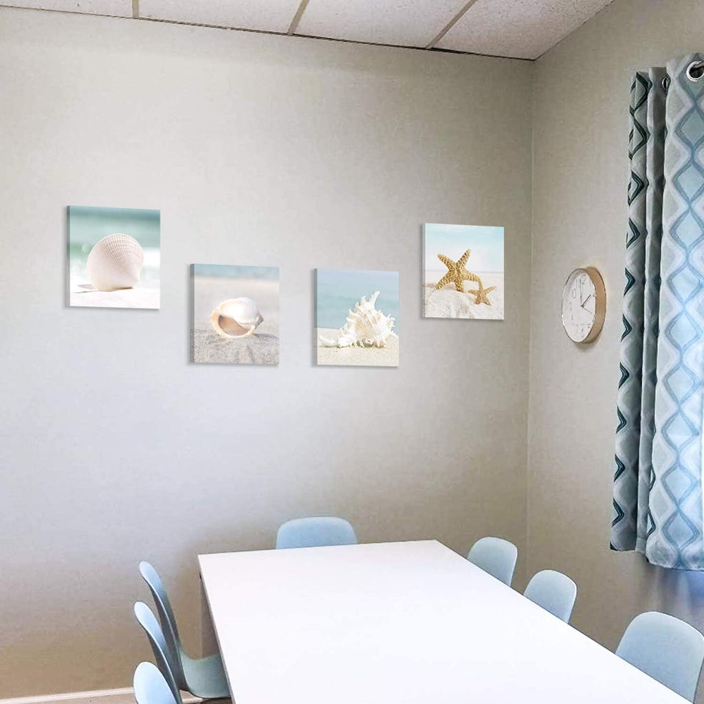 Starfish & Seashells Canvas Wall Art, 4 Pcs, Multi-Sized H20633