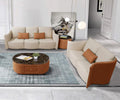 Orange Italian Leather Marble Top Coffee Table Set 2 J84949