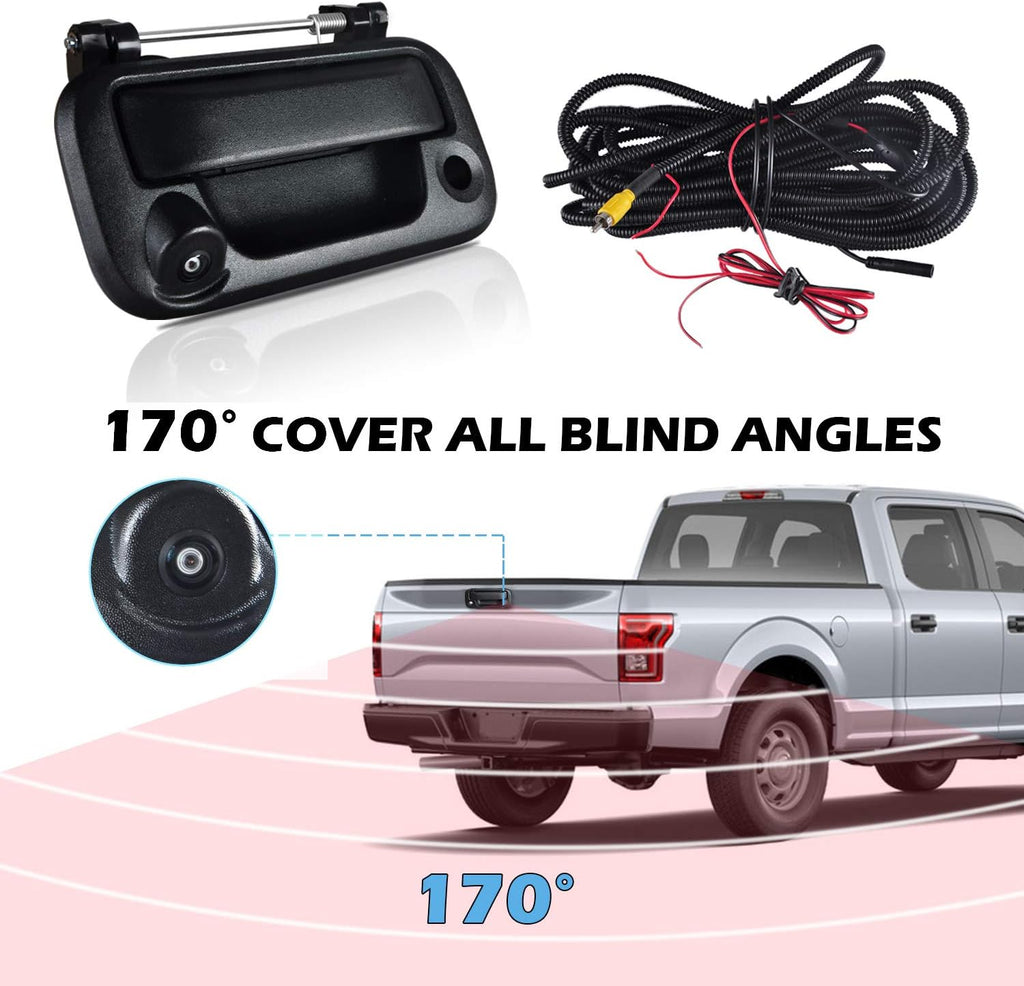 Black Tailgate Backup Reverse Handle with Backup Camera for Pickup Truck S967564