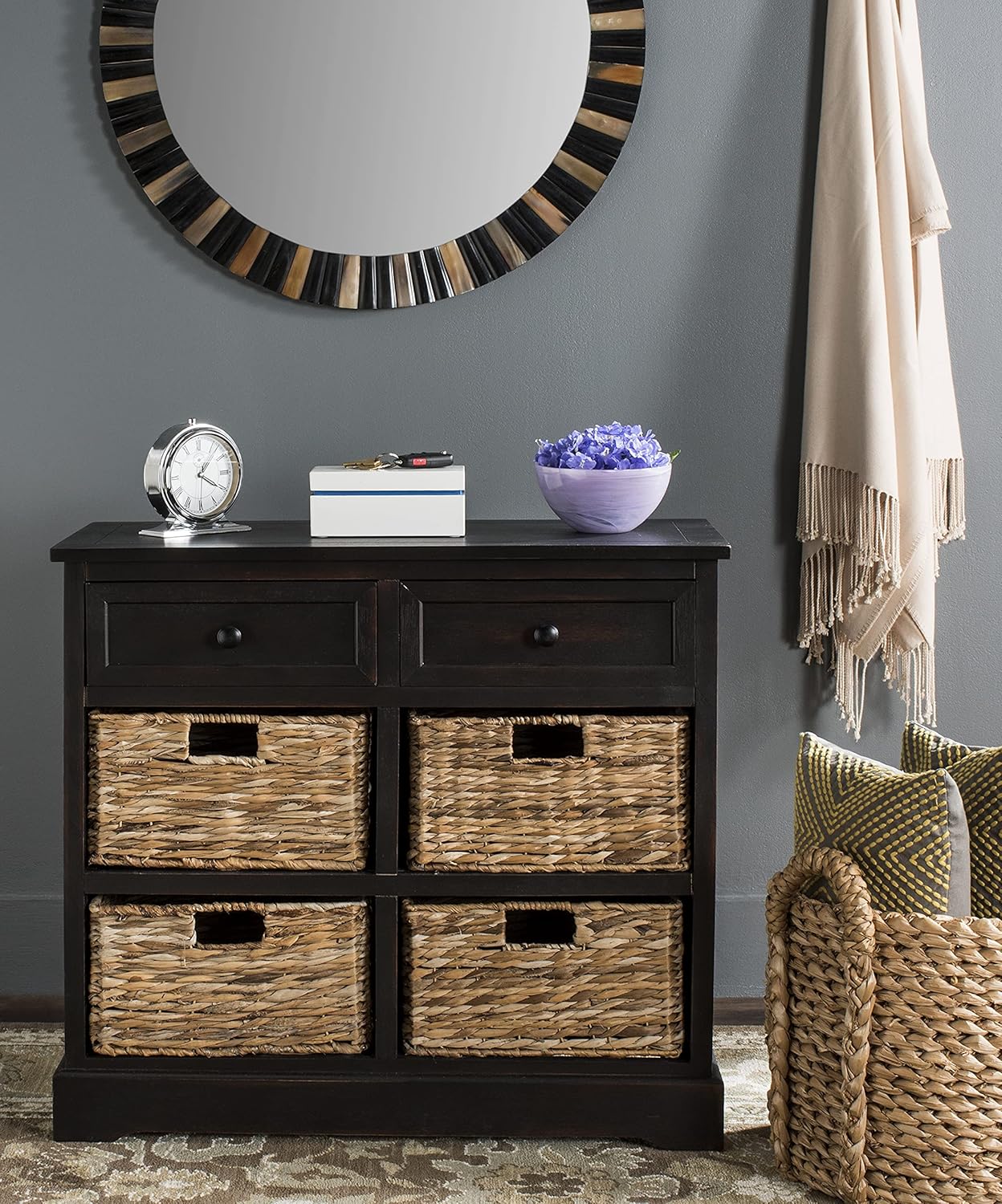 Brown Wicker Basket Storage Unit B40817