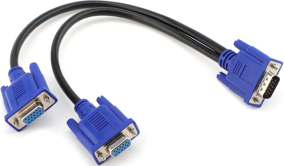 VGA Splitter Cable 1 Male to 2 Female Adapter Video Cable Pack of 2 T186