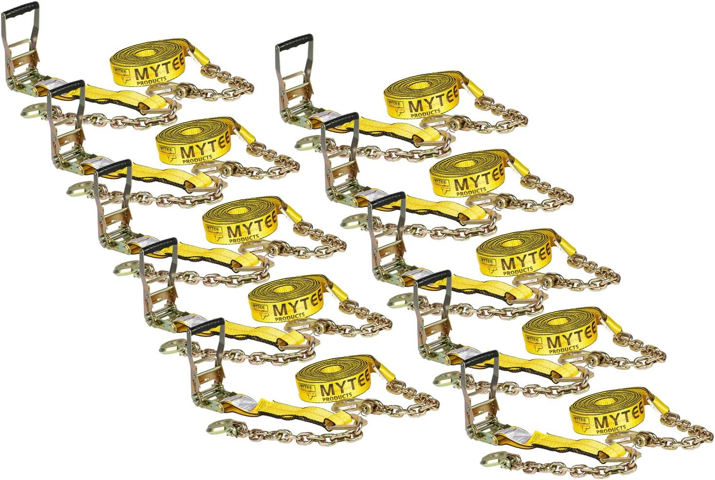 (2 Pack) 2 in. x 30 ft. Ratchet Strap with Chain Anchor WLL#3,400 lbs J748