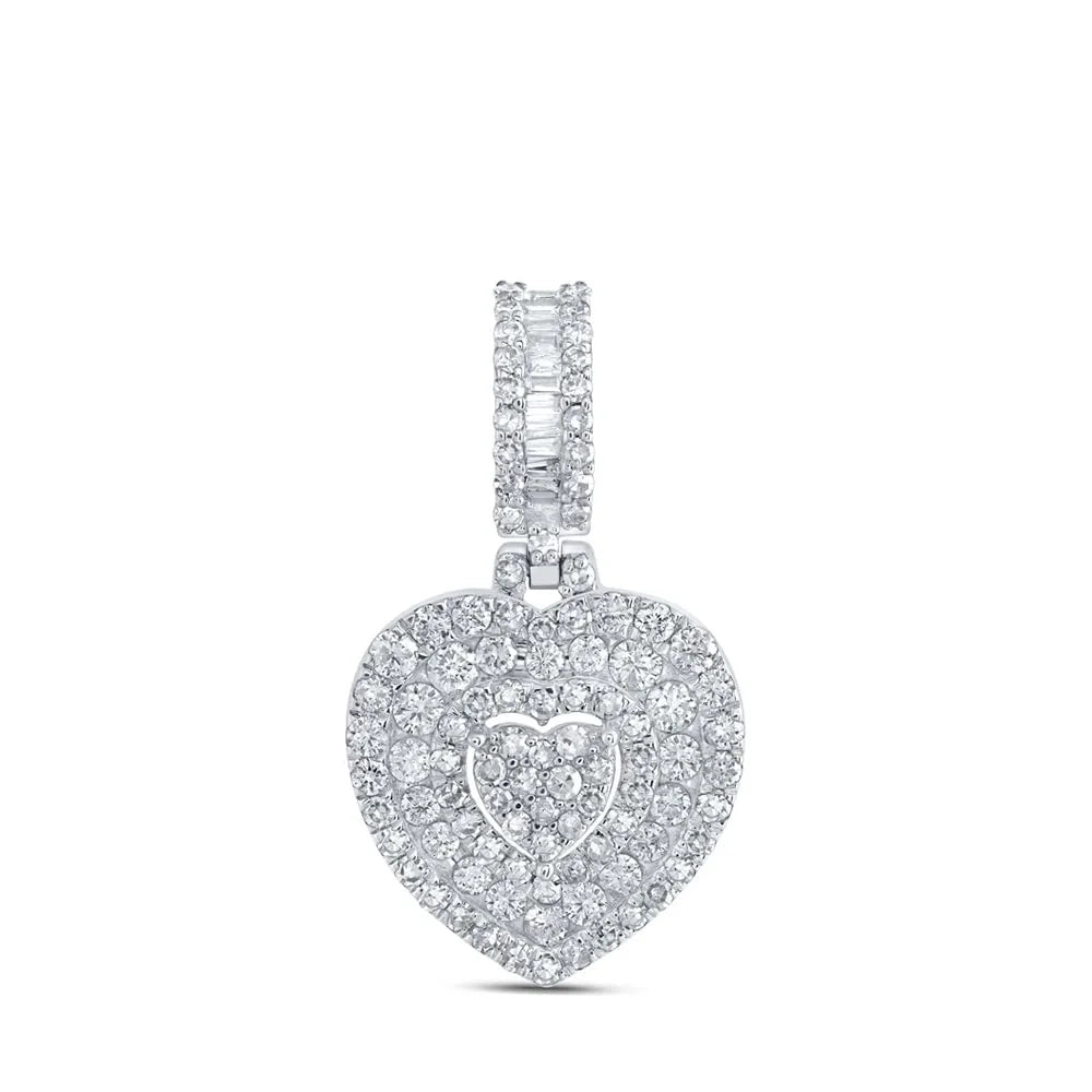 10kt White Gold Diamond Heart Pendant I58968