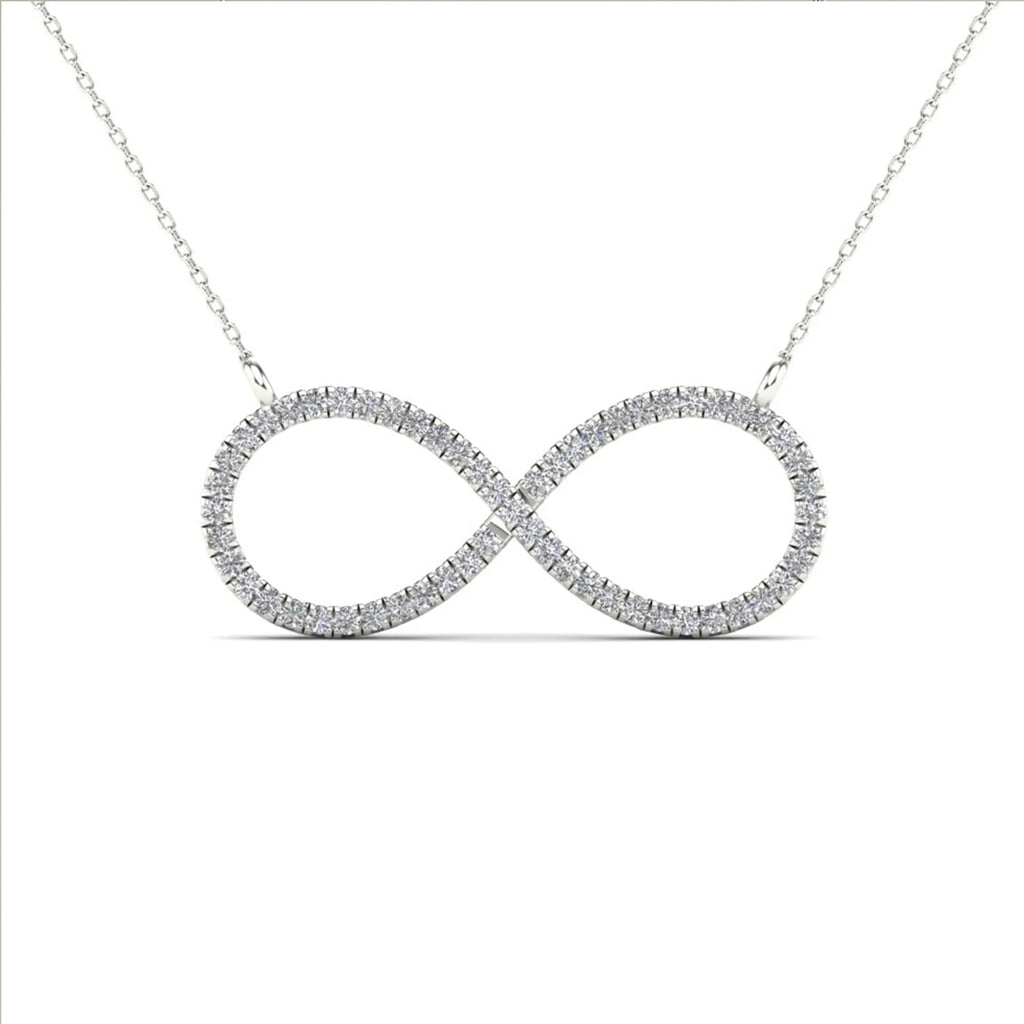 14K Real Solid Gold Diamond Infinity Necklace O185292