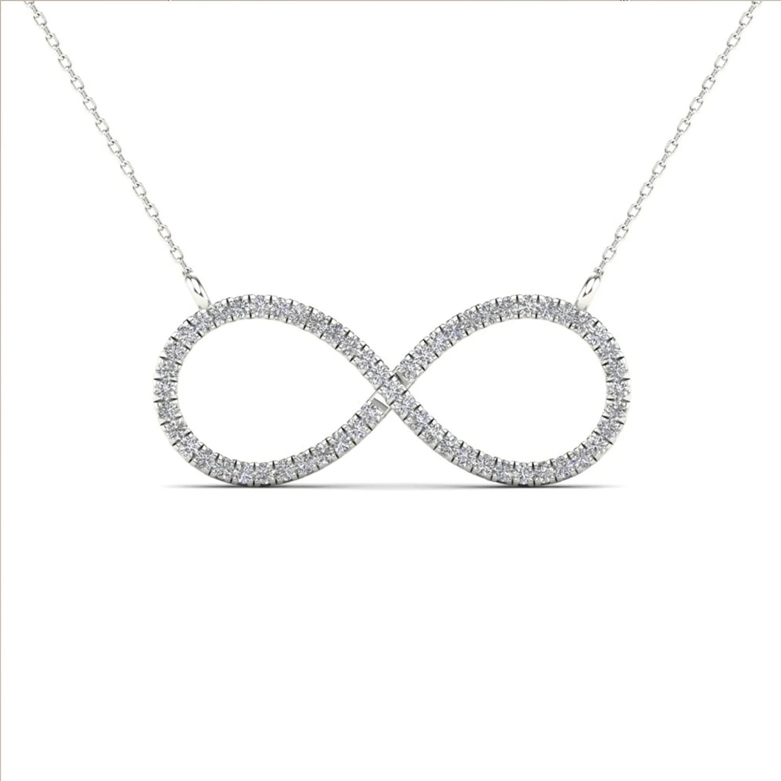 14K Real Solid Gold Diamond Infinity Necklace O185292