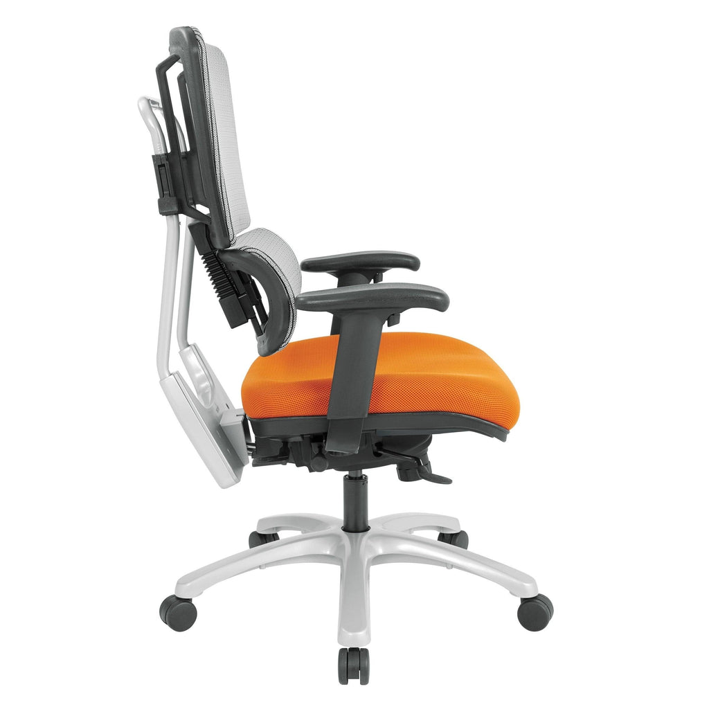 Grey Mesh Back Chair with Silver Base, Orange O94345
