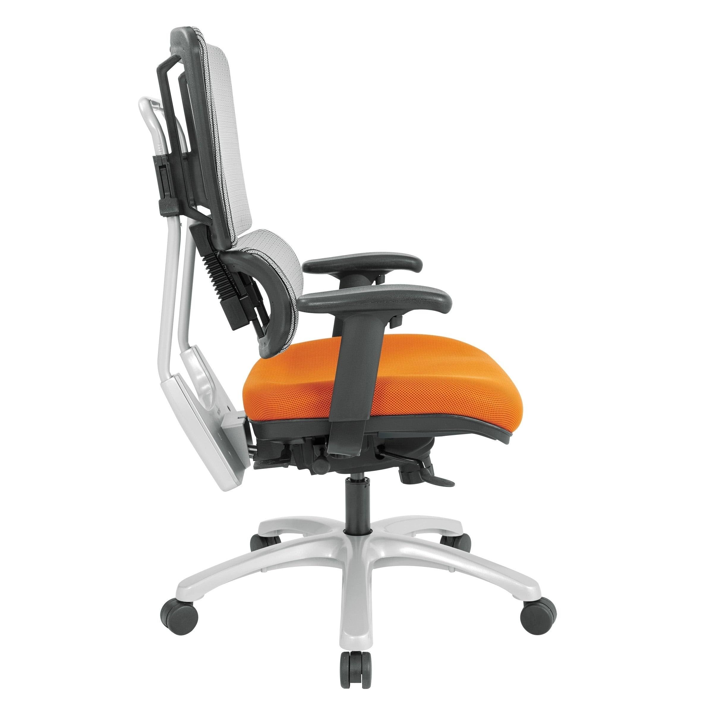Grey Mesh Back Chair with Silver Base, Orange O94345