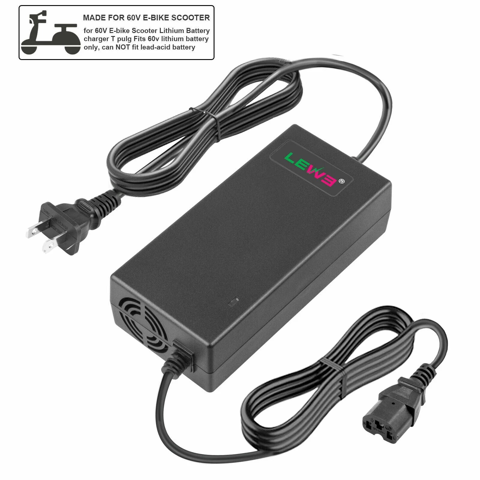 67.2V 2A T Plug Charger for 60V Li-ion Battery Electric Scooter E-bike Bicycle X953751
