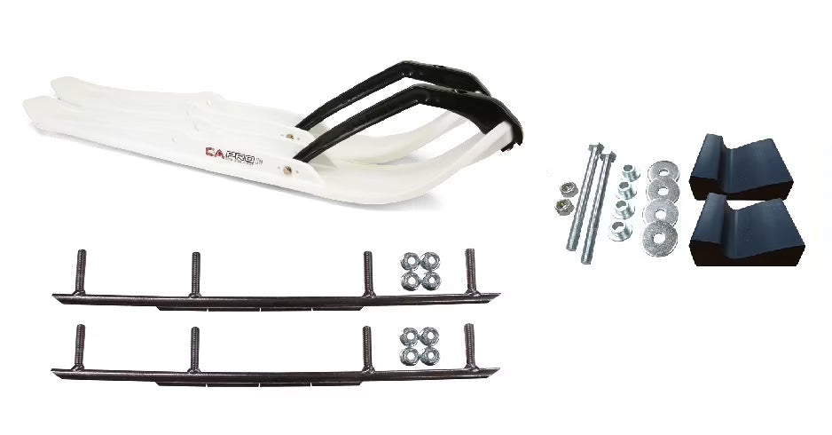 White XPT Snowmobile Skis with 8" Round Bars Complete Kit X677706