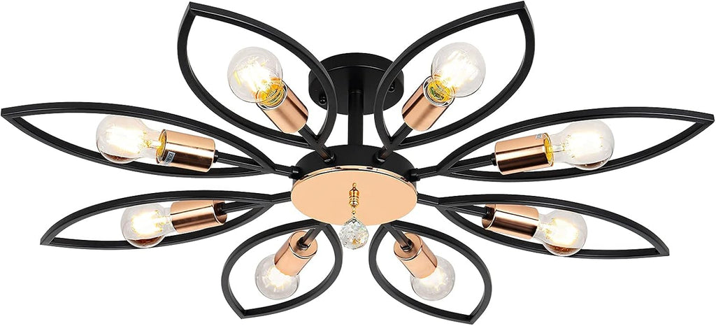 Black 6 Lights LED Semi Flush Mount Ceiling Light U52101