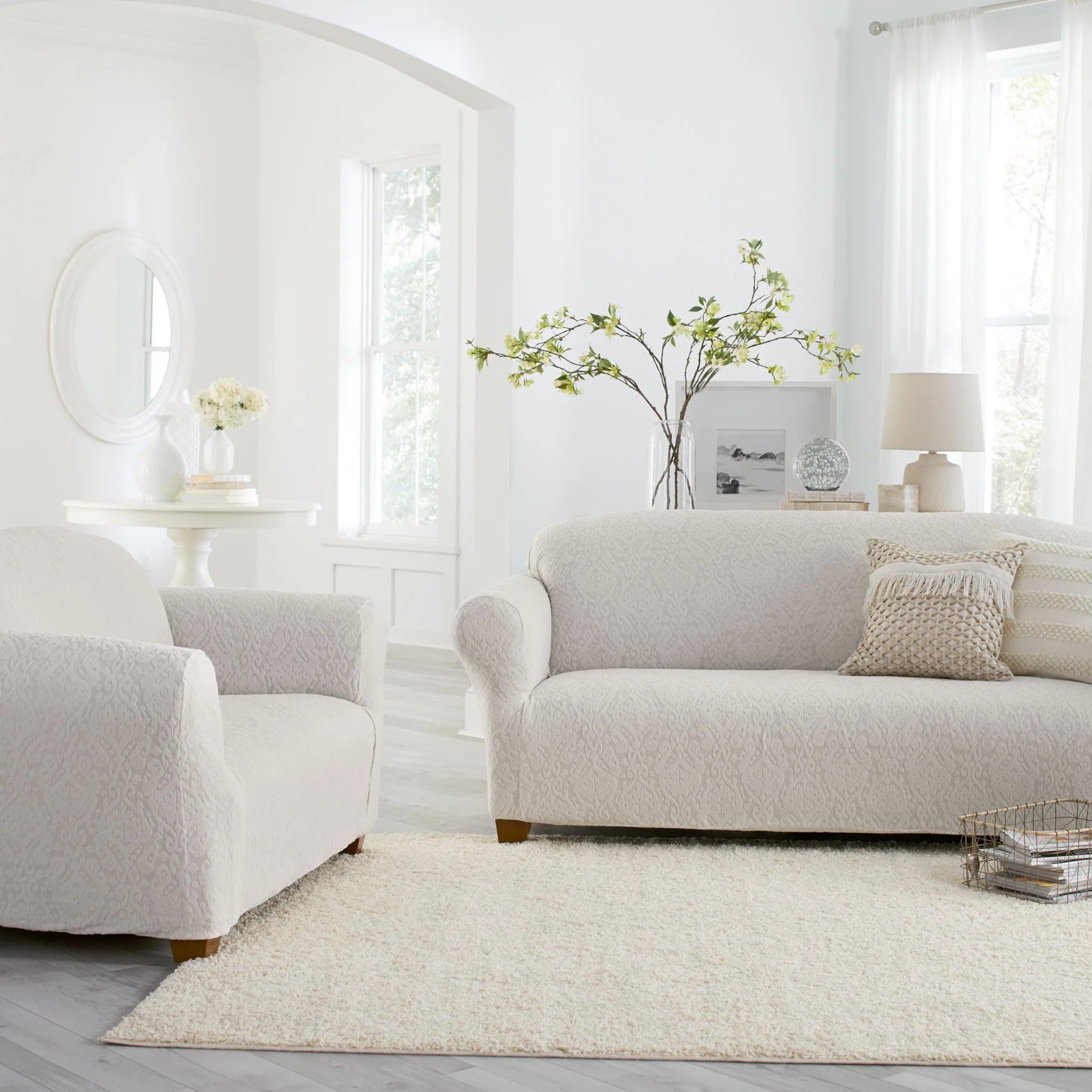 Linen Stretch Extra-Long Sofa Slipcover H347