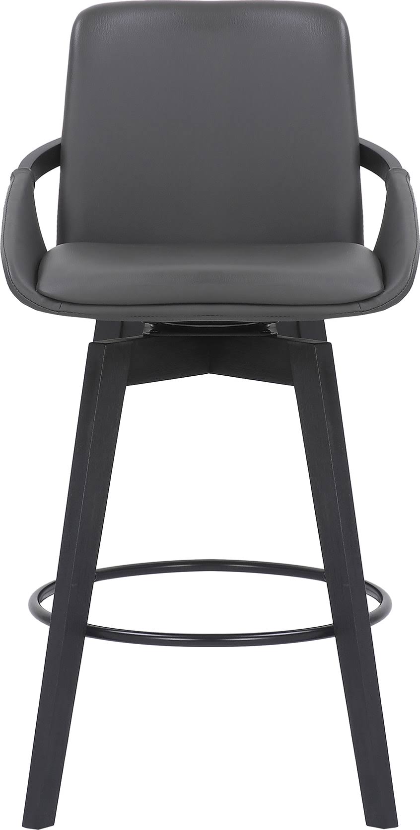 Swivel Wood Bar or Counter Height Stool in Faux Leather I51981