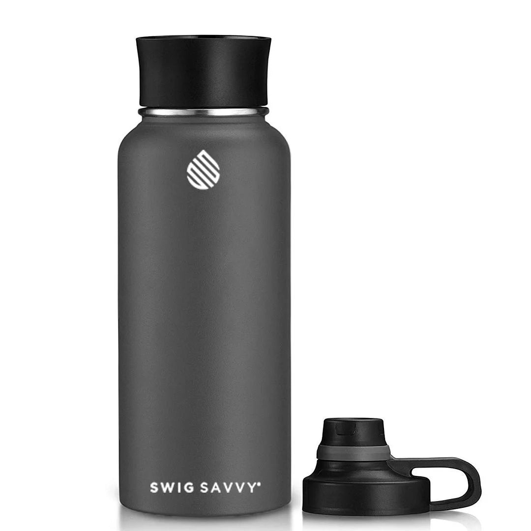 30oz Vacuum Insulated Stainless Steel Water Bottle with 2 Leakproof Lids X8375