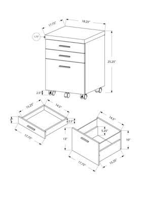 3 Drawer File Cabinet on Castor in White and Gray Cement Q232198