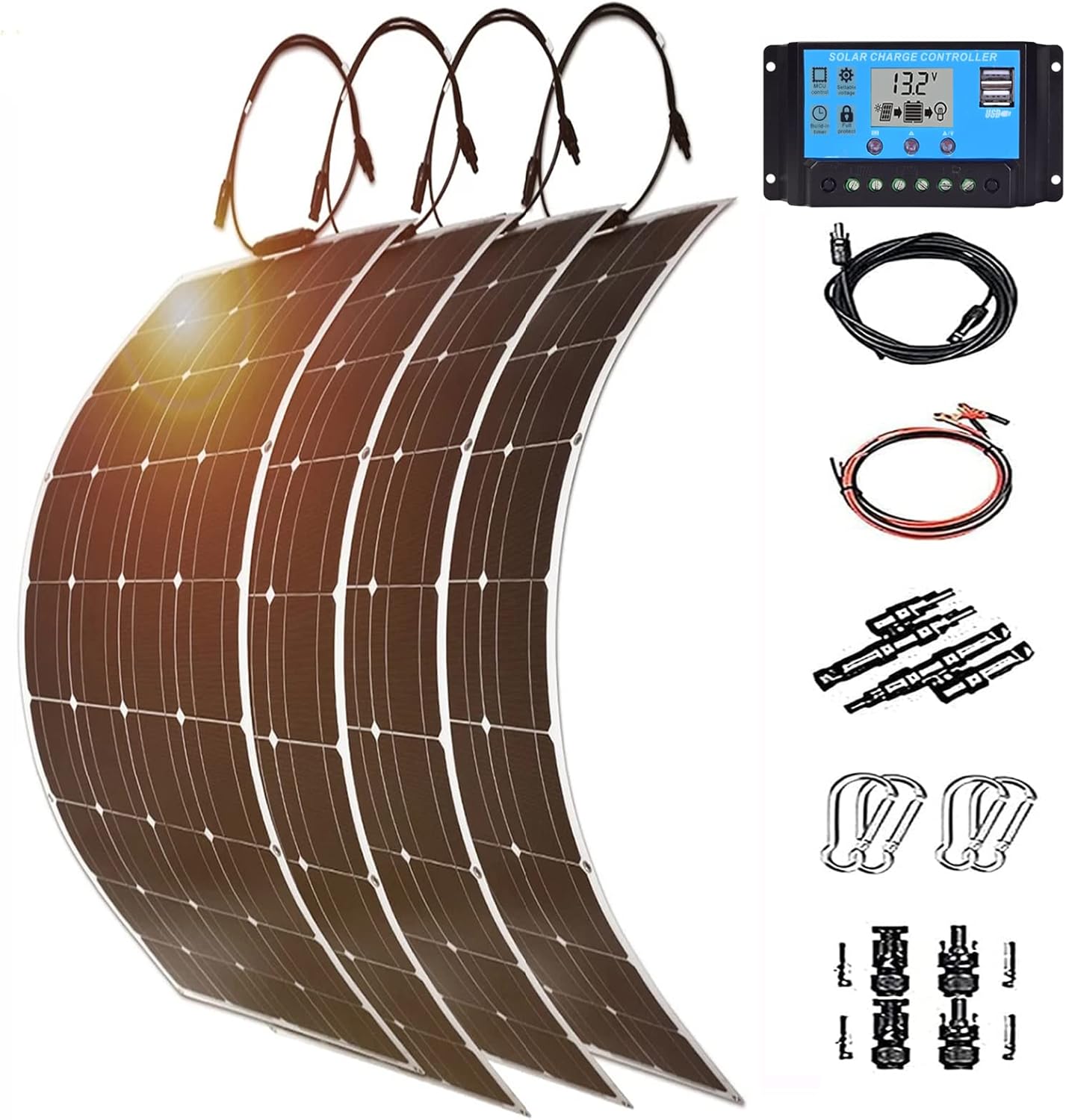 600 Watt Flexible Monocrystalline Solar Panel Kit with 40A Charge Controller Q2090