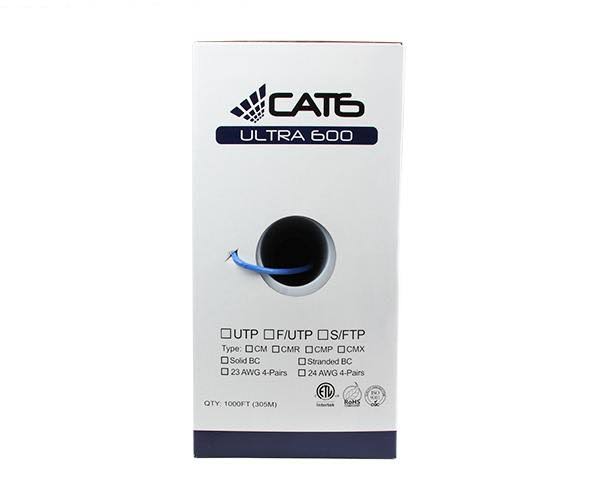 Cat6 UTP Bulk Ethernet Cable, Solid Copper, 23 AWG 1000ft, Gray E157