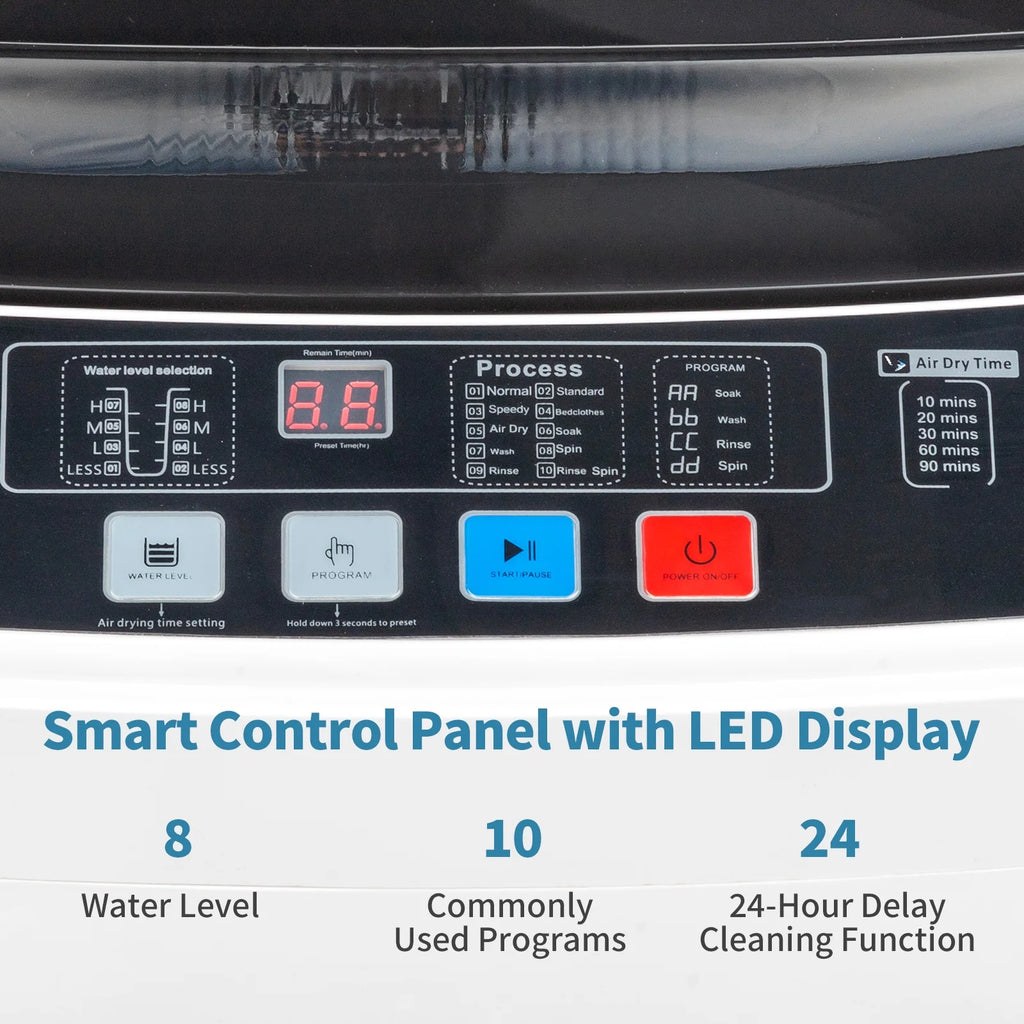 17.6 Lbs Capacity Top Load Portable Washing Machine with LED Display Q164