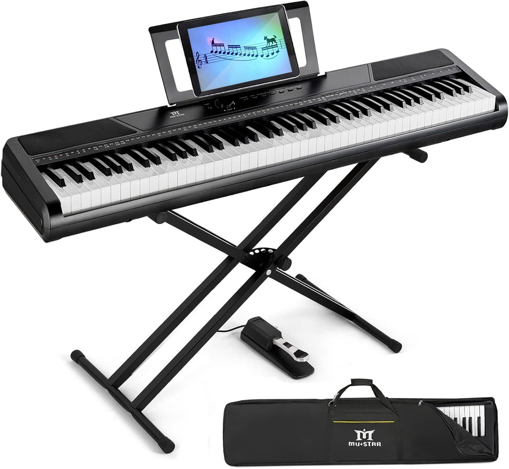 88 Weighted Keys Digital Piano with Stand, Semi Weighted Electric Piano, Black F96570