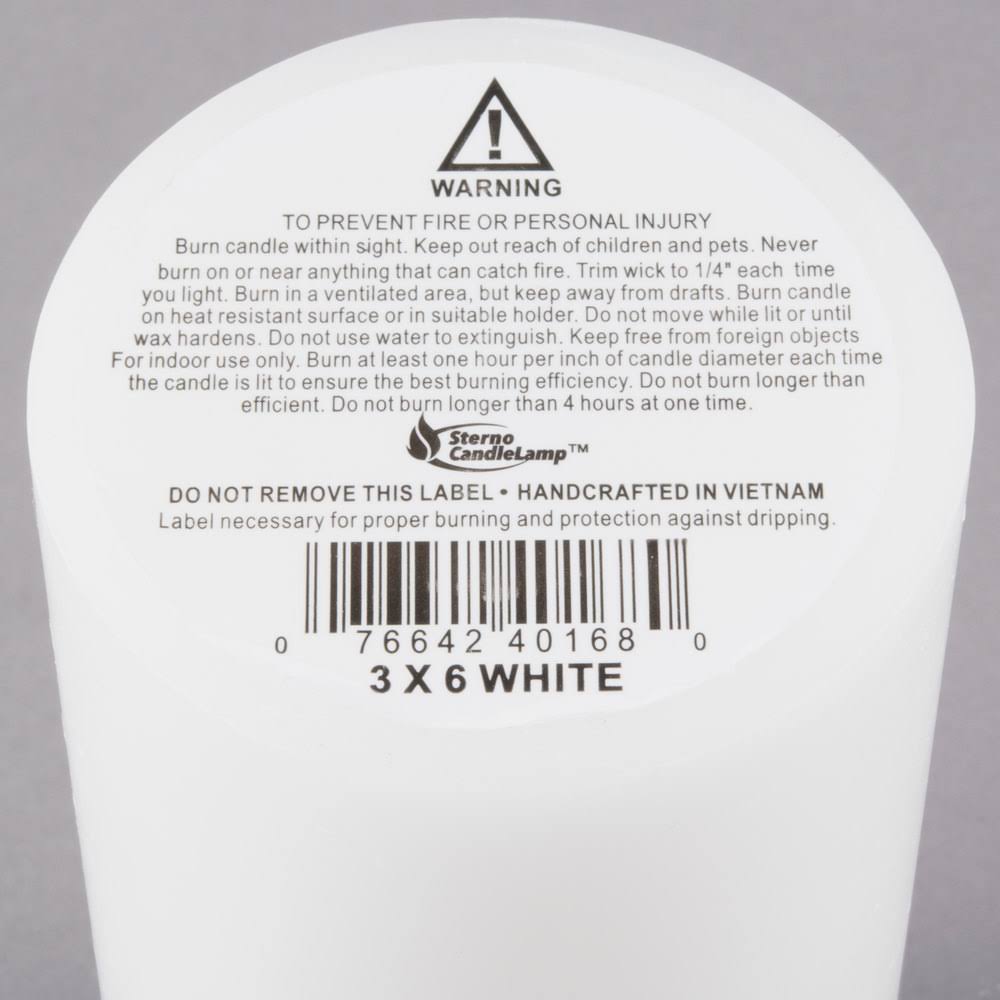 White Wax Pillar Candle - 12/Case X31110