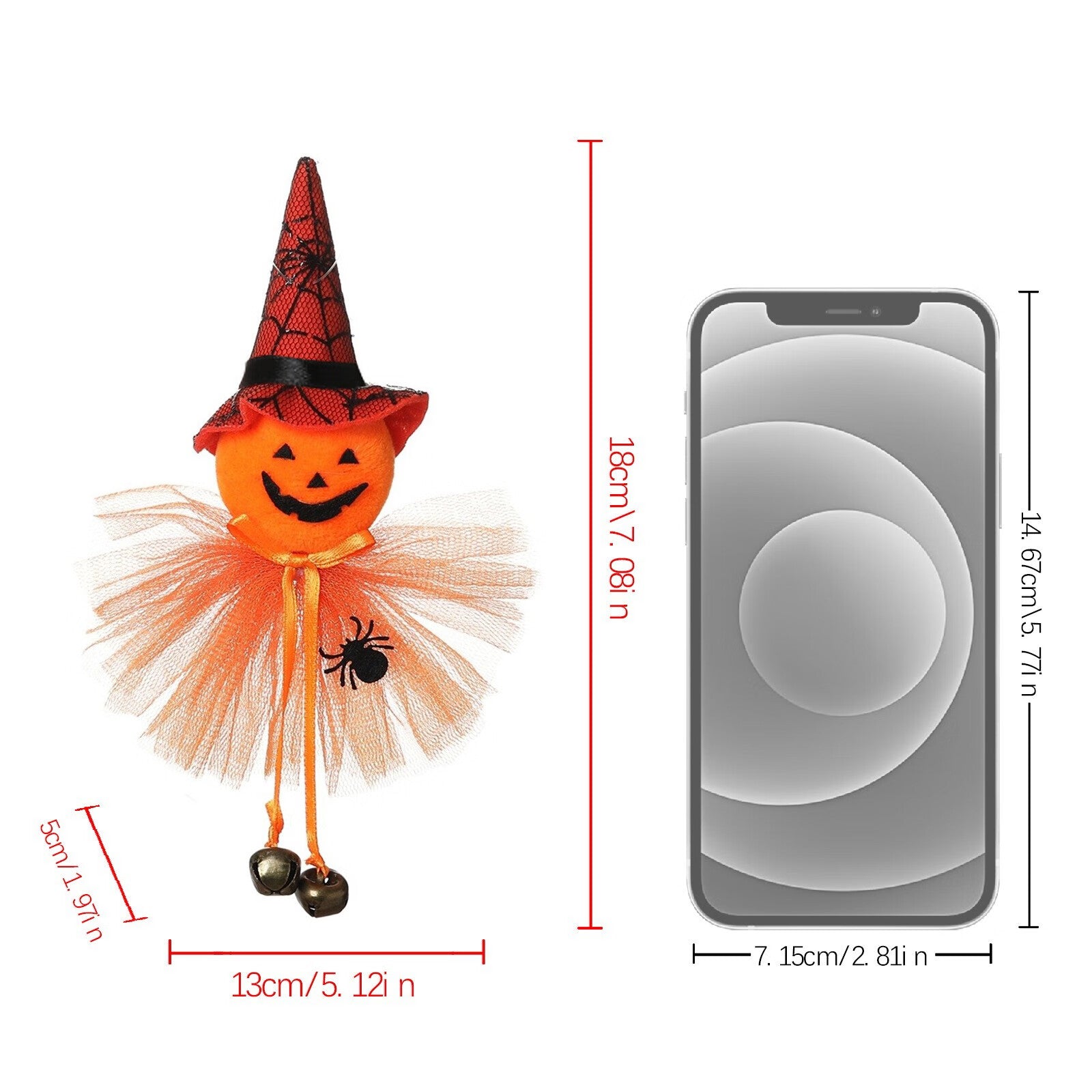 Pumpkin Witch Doll Scary Halloween Cat Novelty Toy Cloth B9435