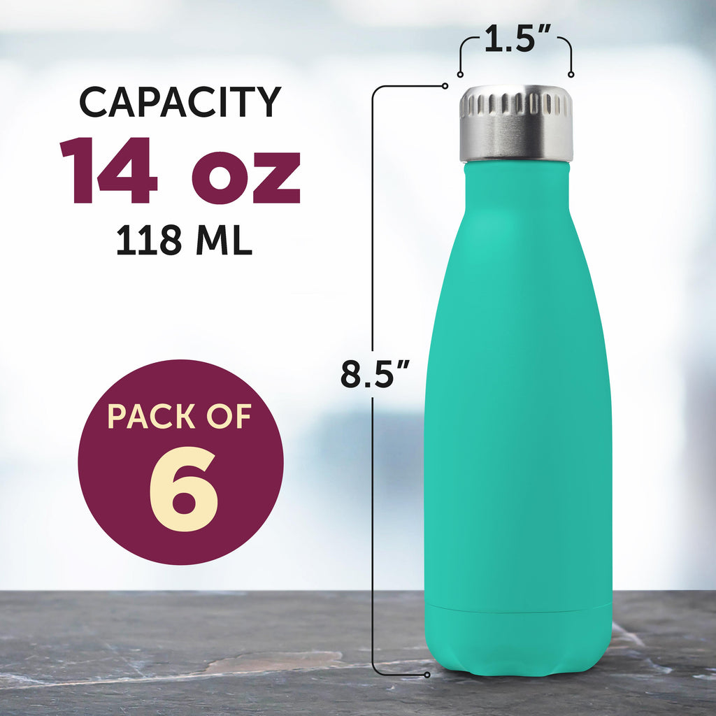 Mint 14 oz. Stainless Steel Double Wall Water Bottles Set of 6 K763245
