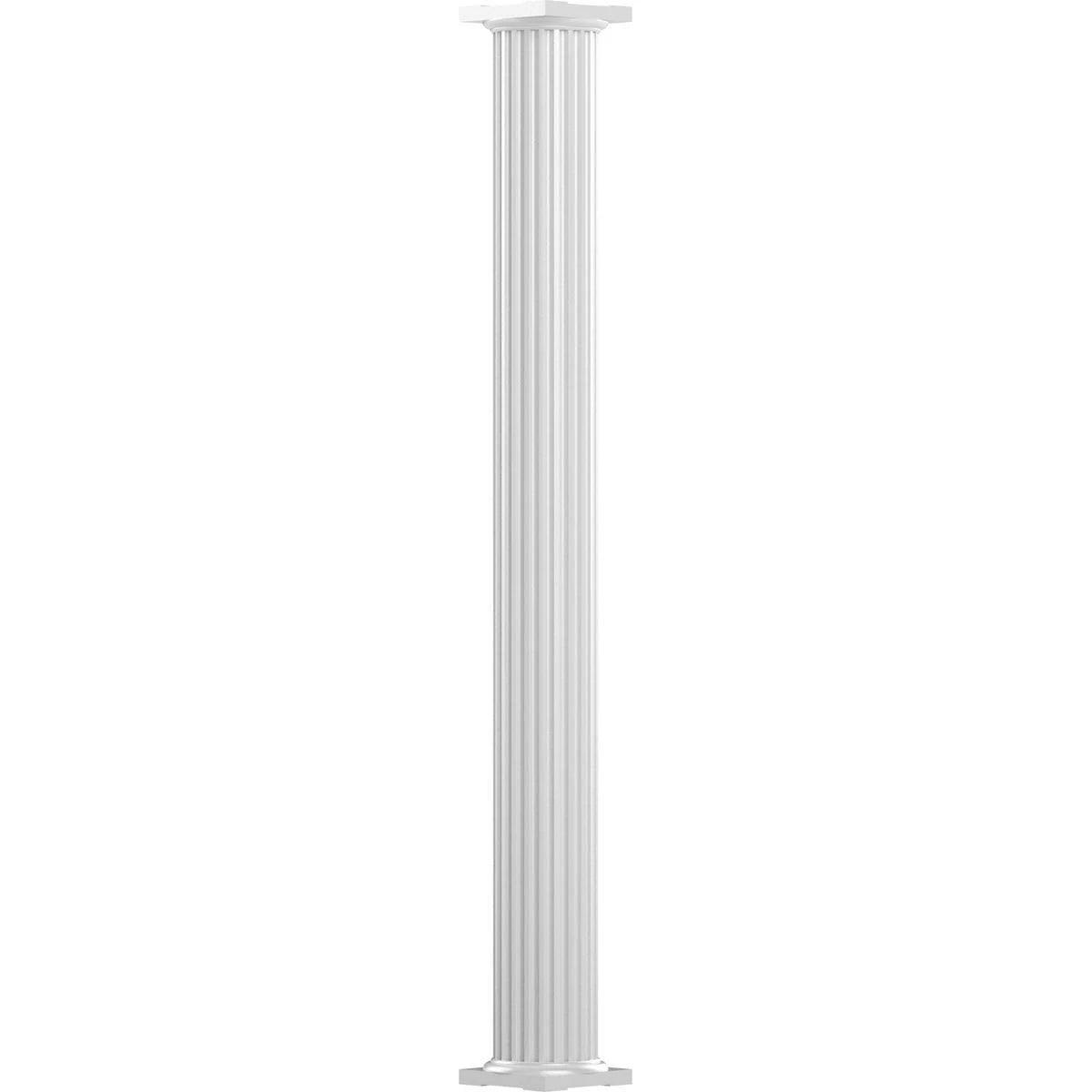 6x22 x 8& Endura-Aluminum Column, Round Shaft, Non-Tapered, Fluted, Gloss White Finish w/ Cap H553662