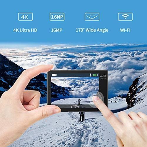 4K 30FPS Touch Screen Wifi Sports Underwater Camera with 2 Rechargeable Batteries V7413