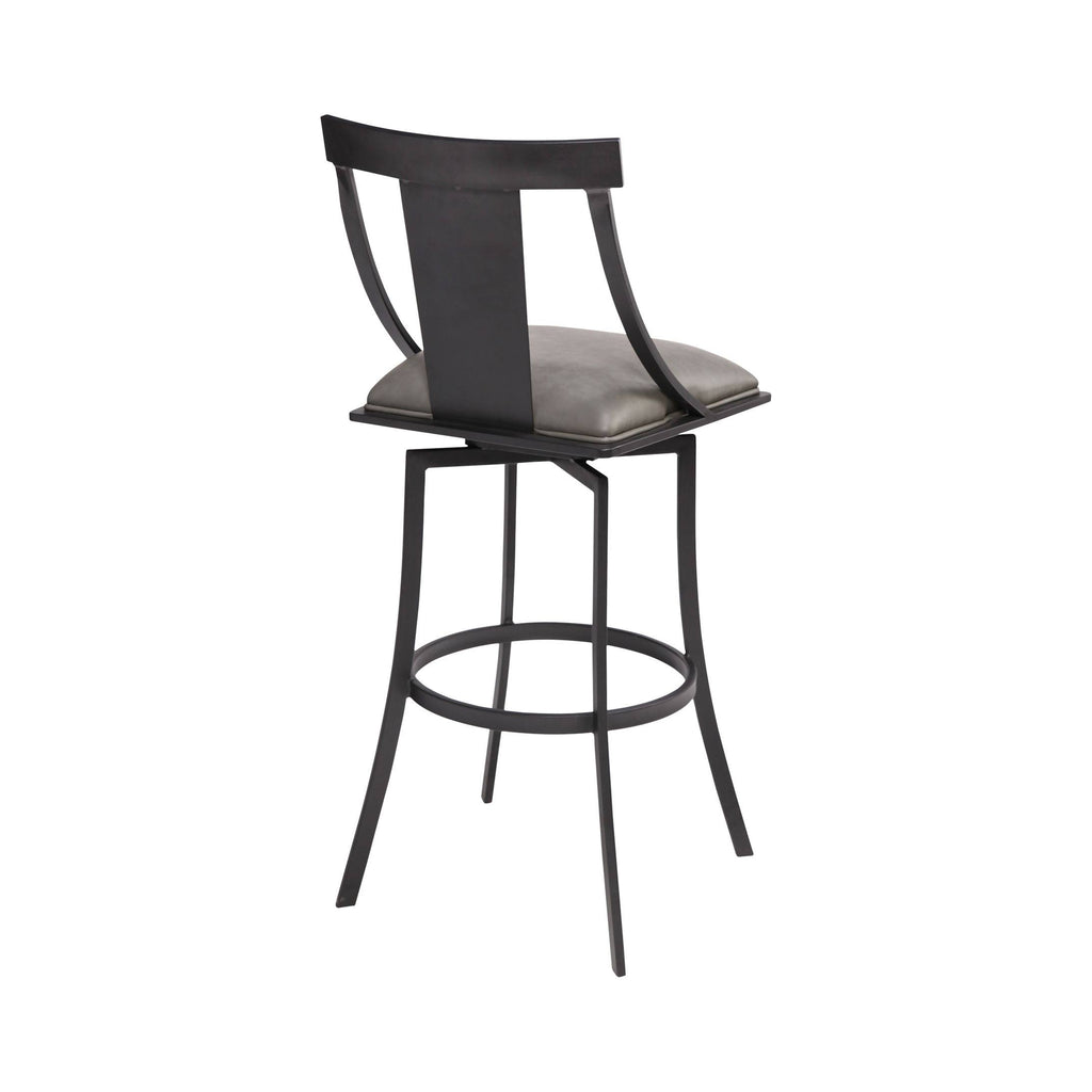 Matte Black Vintage Grey Faux Leather Bar Height Barstool S170
