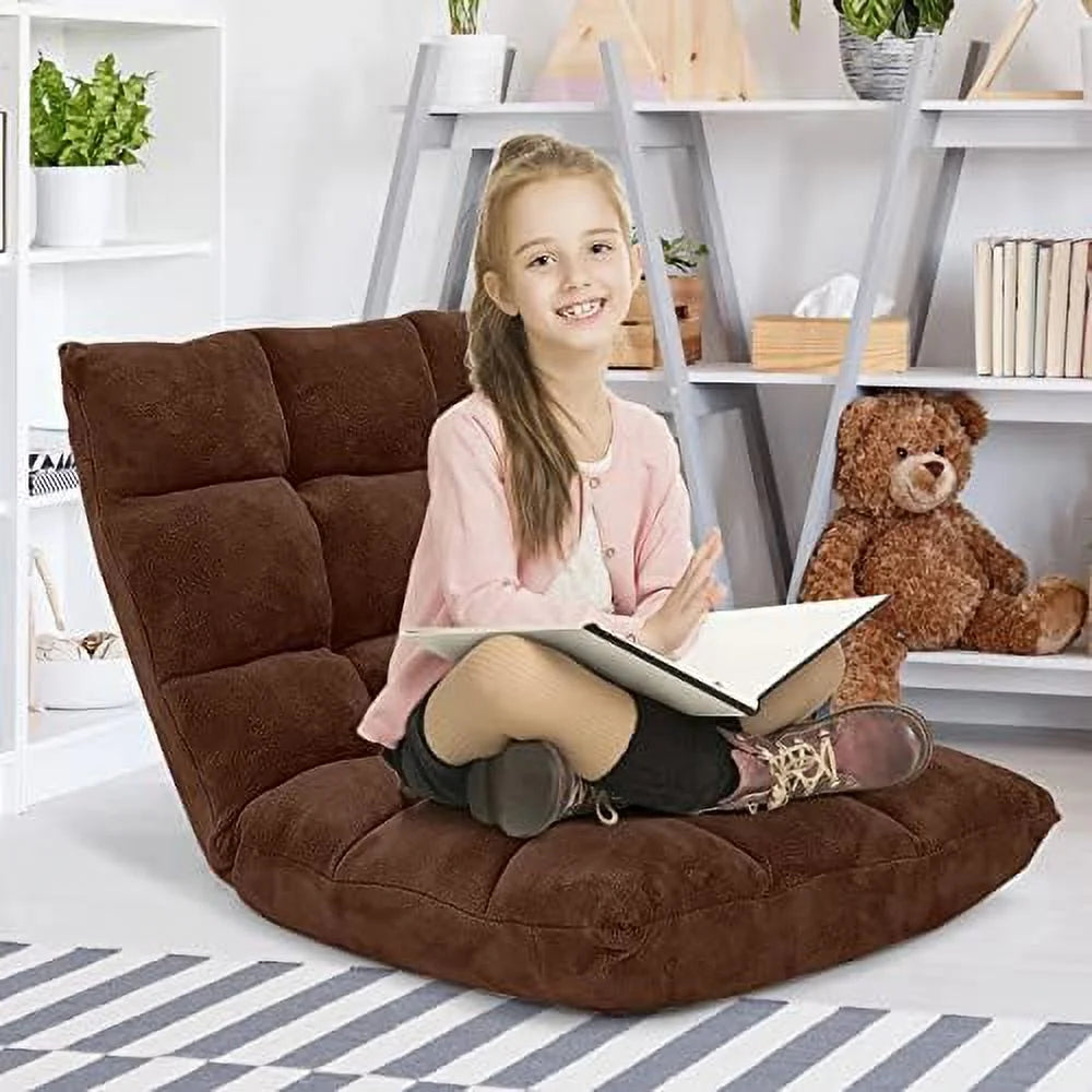 Tan Floor Chair with Back Support Folding Sofa Chair O329