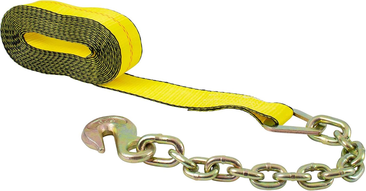 (2 Pack) 2 in. x 30 ft. Ratchet Strap with Chain Anchor WLL#3,400 lbs J748