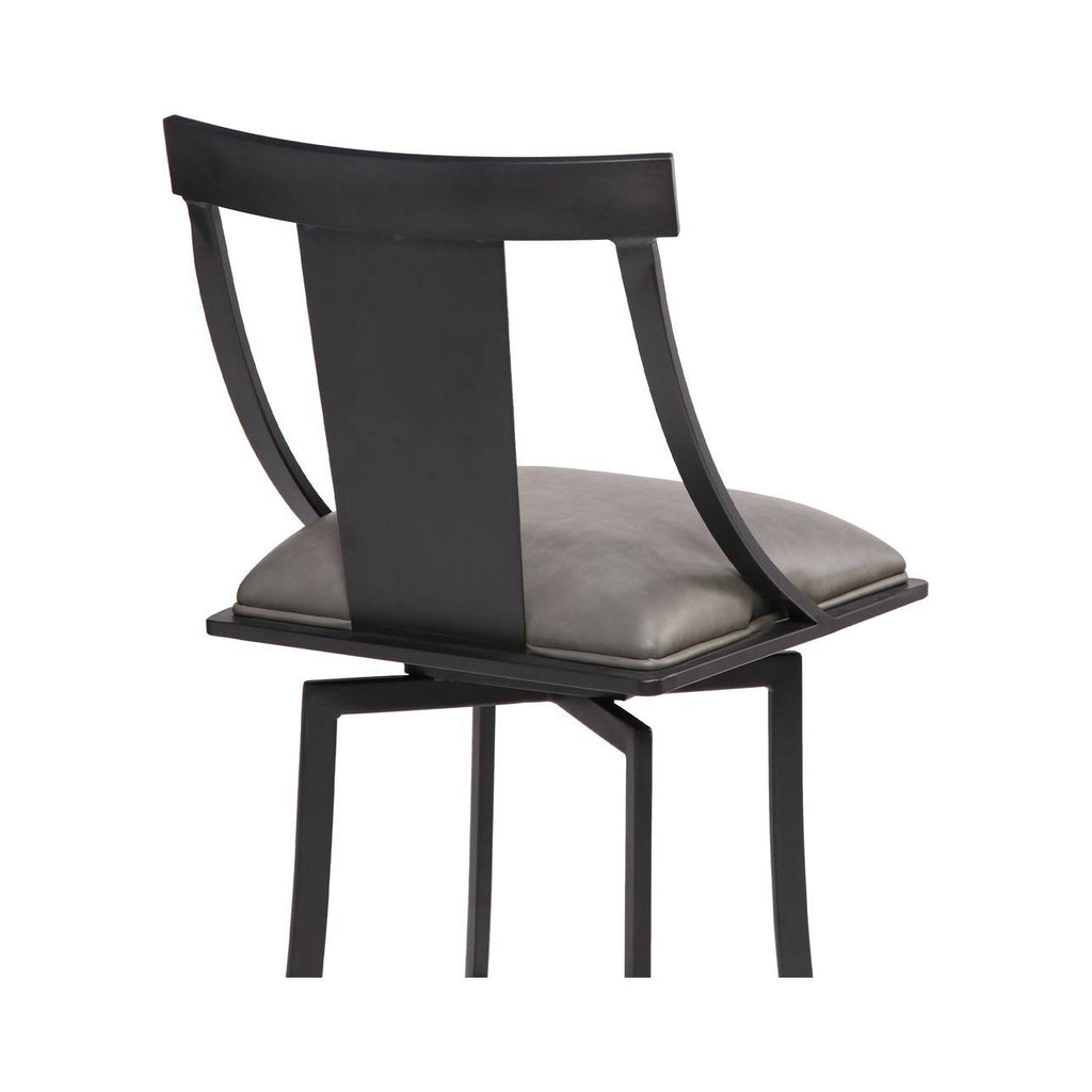 Matte Black Vintage Grey Faux Leather Bar Height Barstool S170