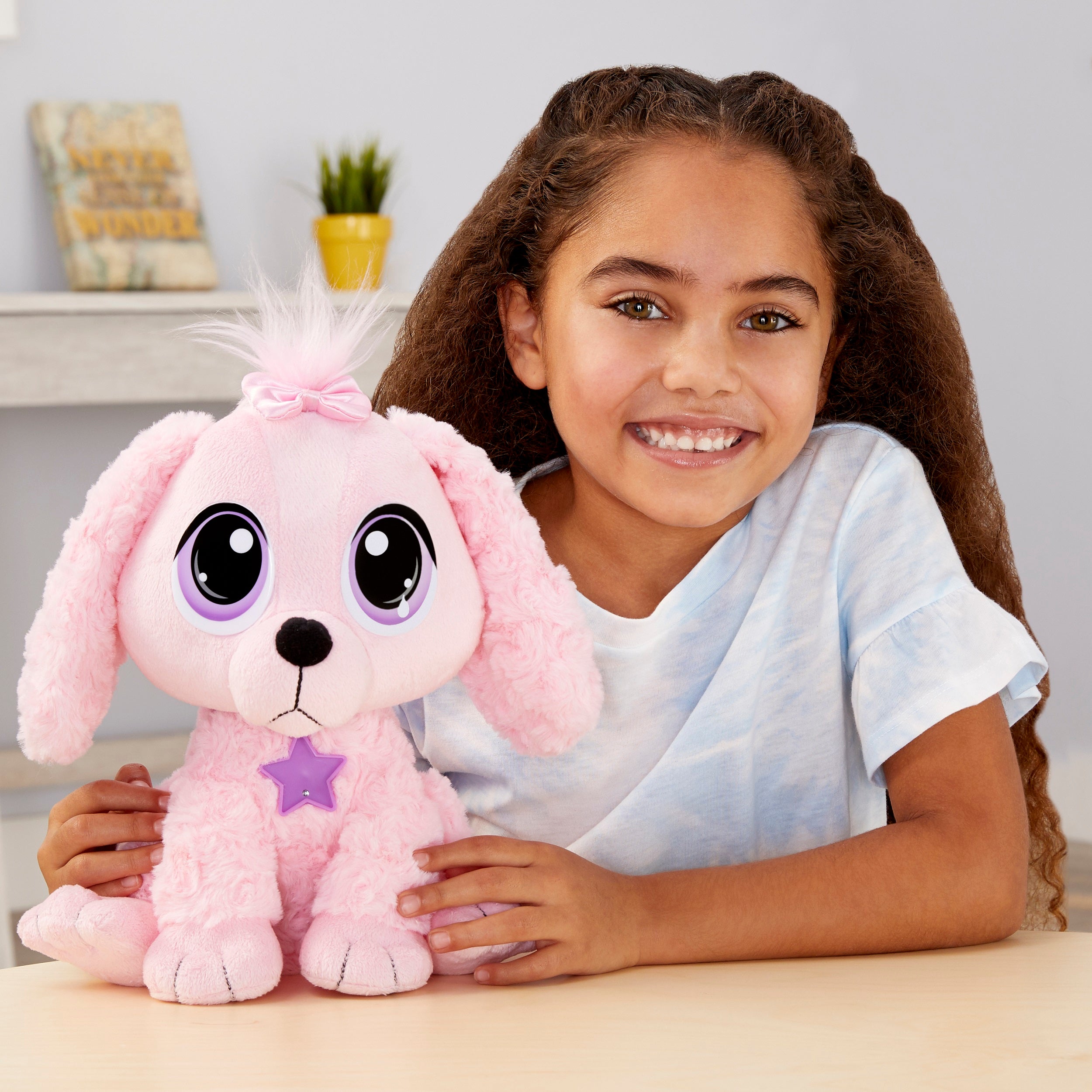 Pink Poodle Plush Pet Toy with Collar, Tag, Doghouse G279