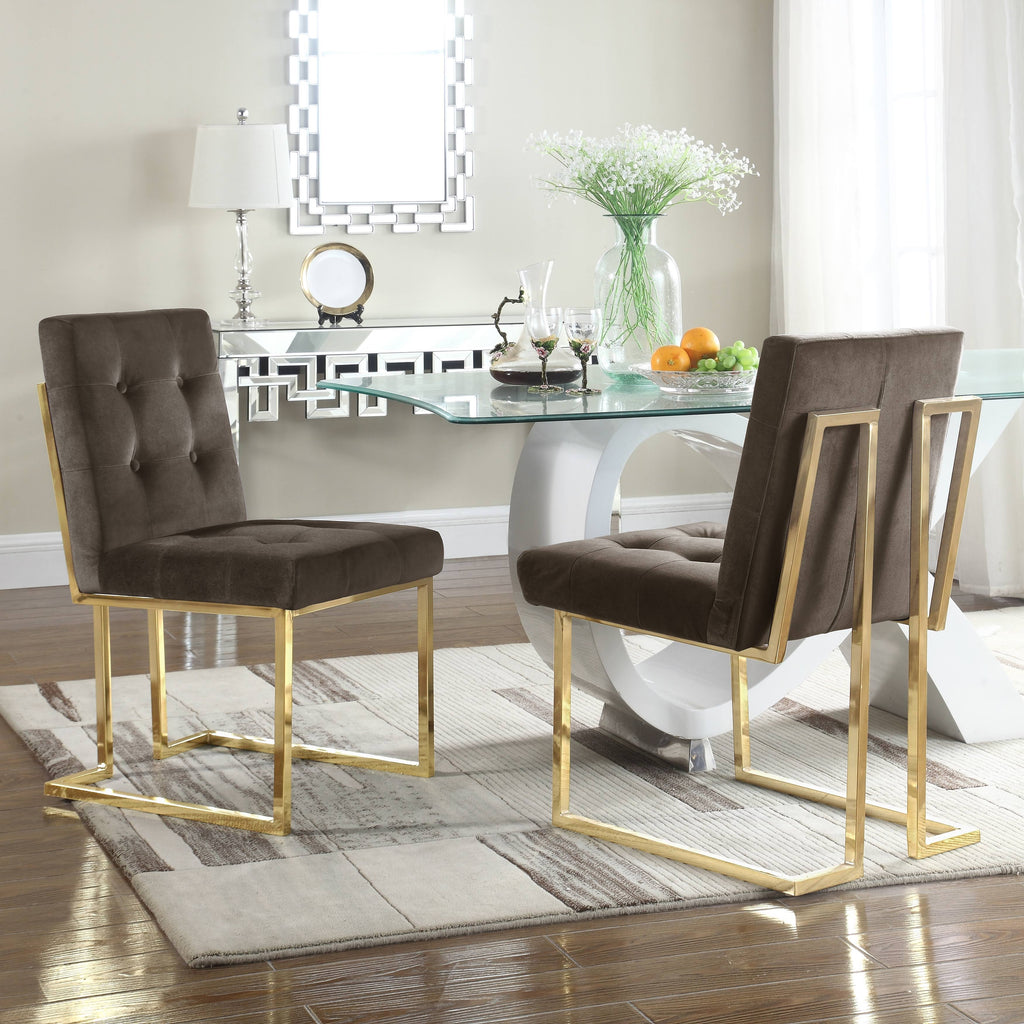 Taupe Velvet Dining Side Chair L48572