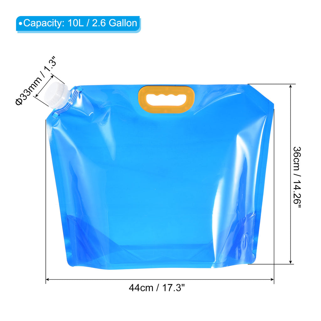 10L Collapsible Water Container Bag, 4 Pack Clear Blue I400