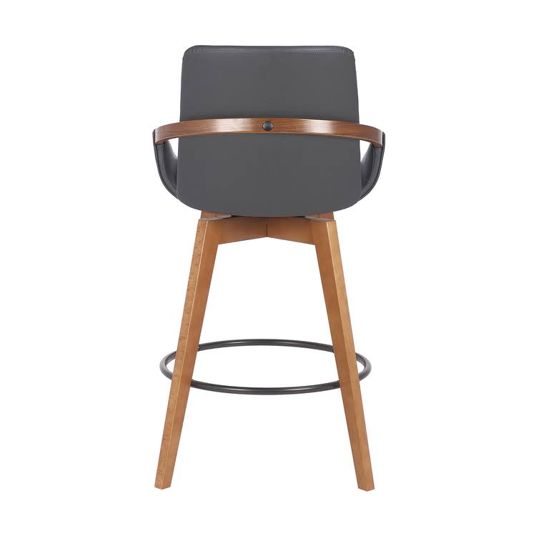 Swivel Wood Bar or Counter Height Stool in Faux Leather I51981