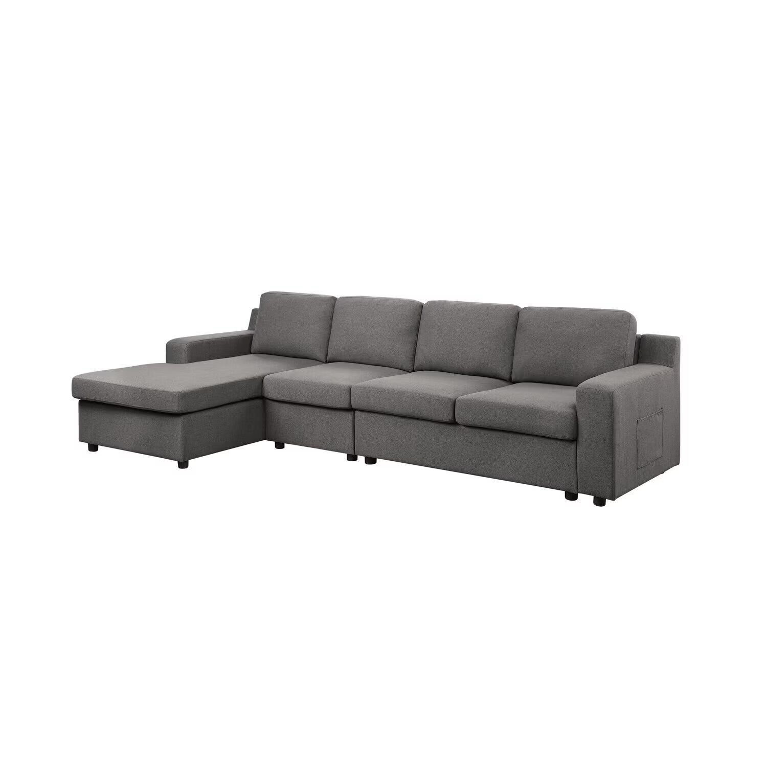 Gray Linen 4-Seater Sectional Sofa Chaise Q938