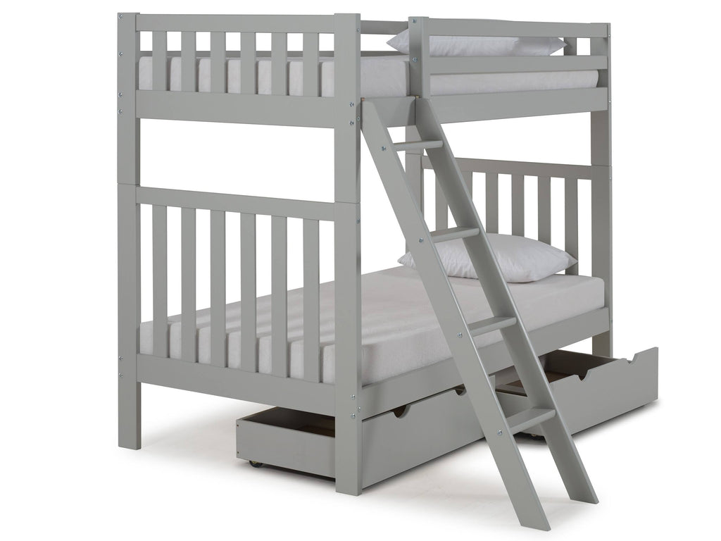 Twin Over Twin Bunk Bed with Storage Drawers, Dove Gray Q2029