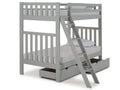 Twin Over Twin Bunk Bed with Storage Drawers, Dove Gray Q2029
