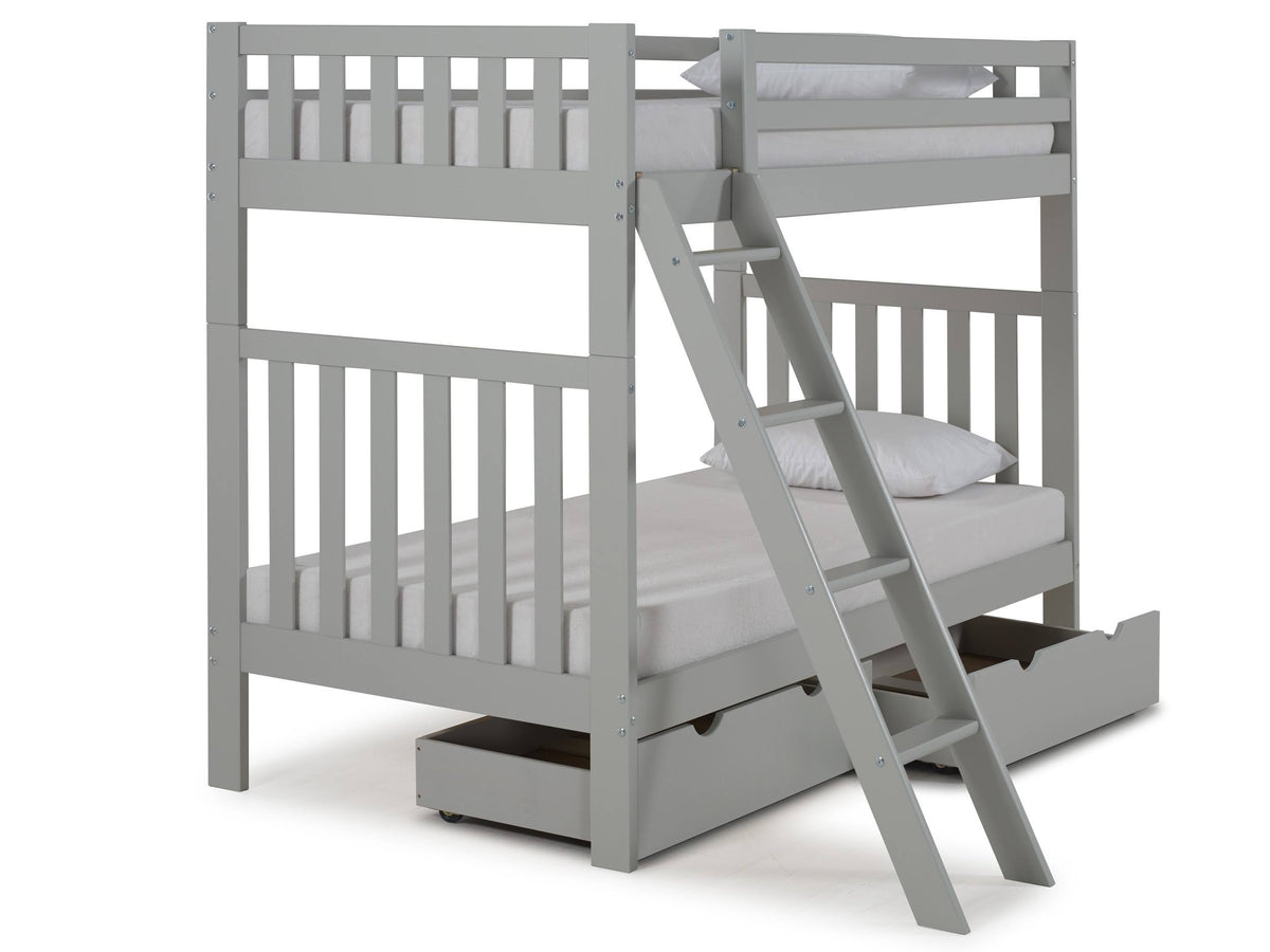 Twin Over Twin Bunk Bed with Storage Drawers, Dove Gray Q2029