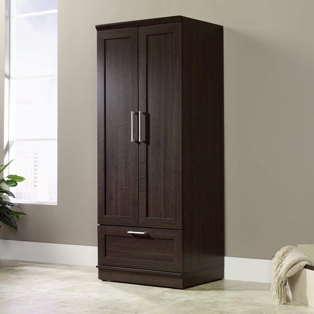 Dakota Oak Finish Wardrobe Armoire with 1-Drawer and Garment Rod A85063