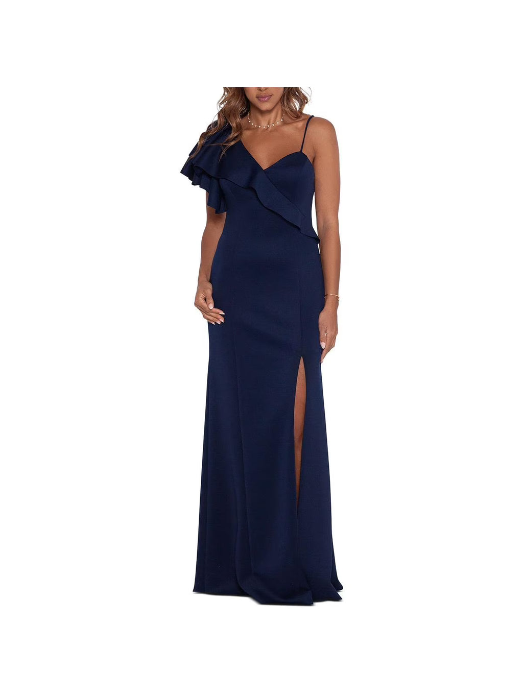 Ruffled Long Evening Dress V290