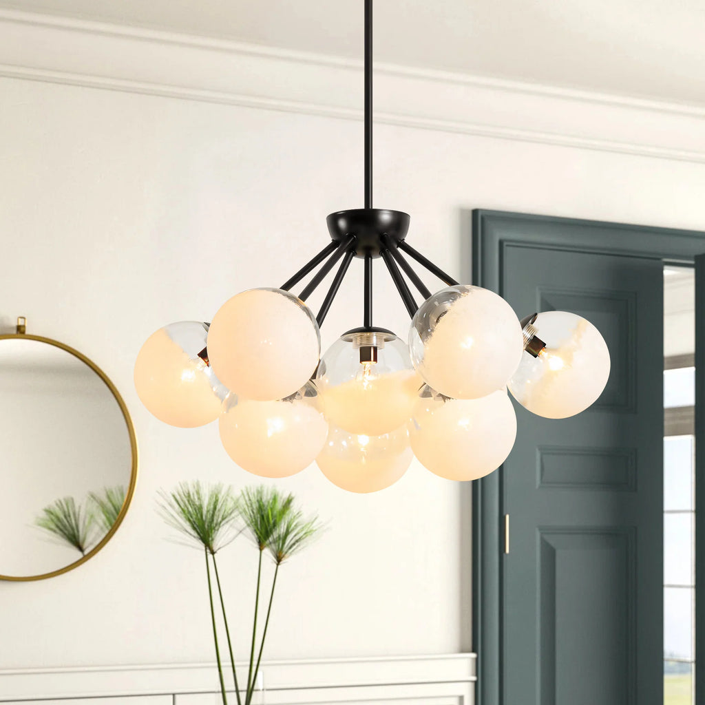 10-Light Dimmable Glass Globe Chandelier I9634