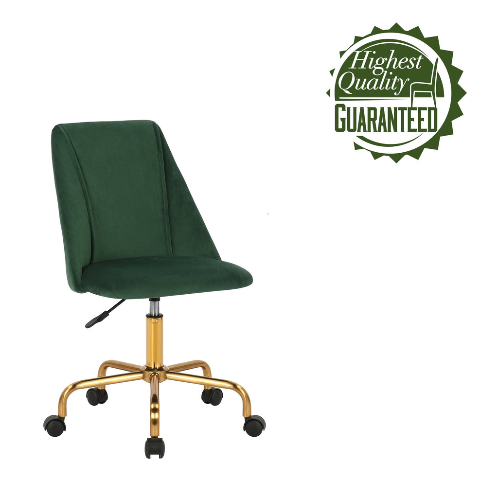 Aqua Velvet Armless Office Chair with Gold Metal Legs Z3768