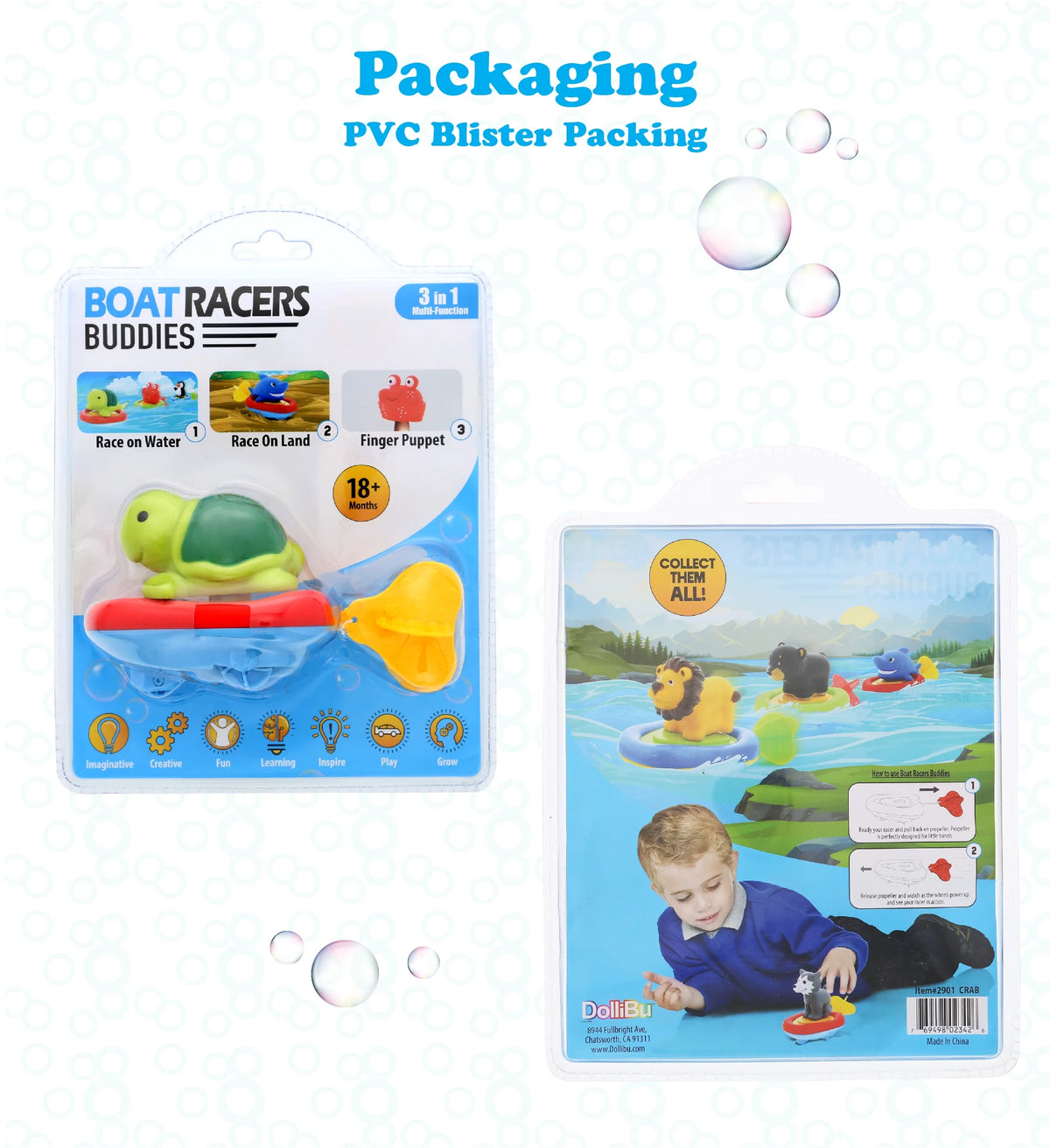 Sea Life Boat Racers Bundle Set of 4 Bath Toy X17313