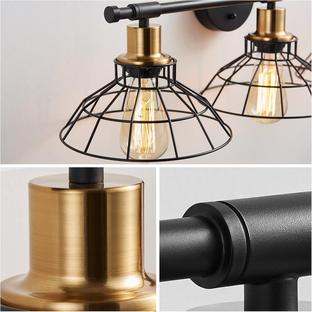 3-Light Black Metal Wall Mounted Bath Vanity Light K8887