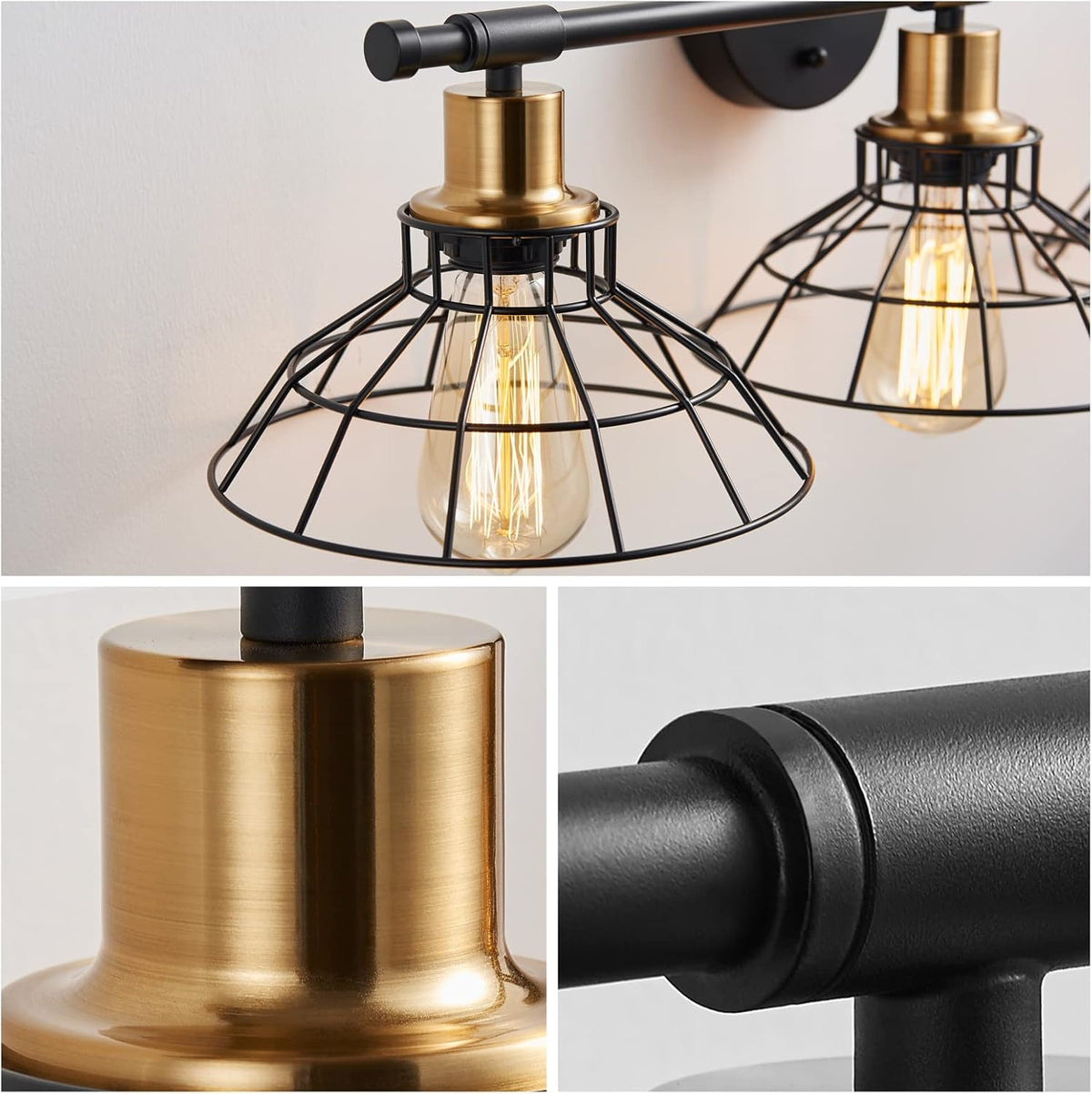 3-Light Black Metal Wall Mounted Bath Vanity Light K8887