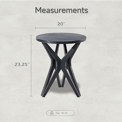 Distressed Ash Grey Round End Table Set of 2 U164927